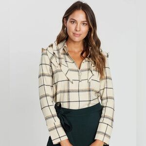 Scotch & Soda Plaid Wool Blend Top